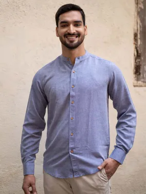 Steel Blue · Mandarin Collar Shirt