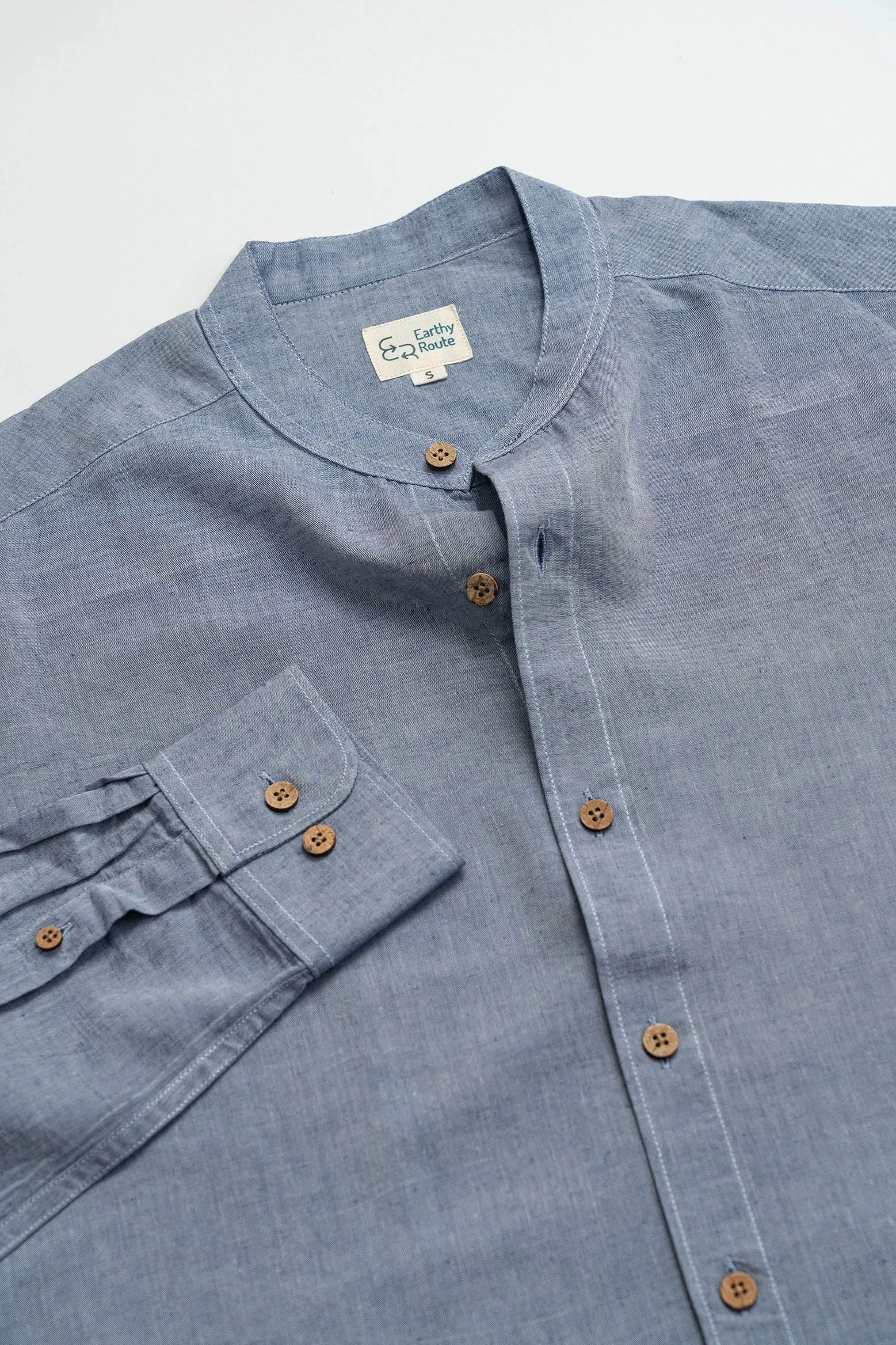 Steel Blue · Mandarin Collar Shirt