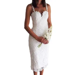 Summer Style White Black Lace Dress V Cami Bodycon Sexy clothes Casual office Midi Dresses