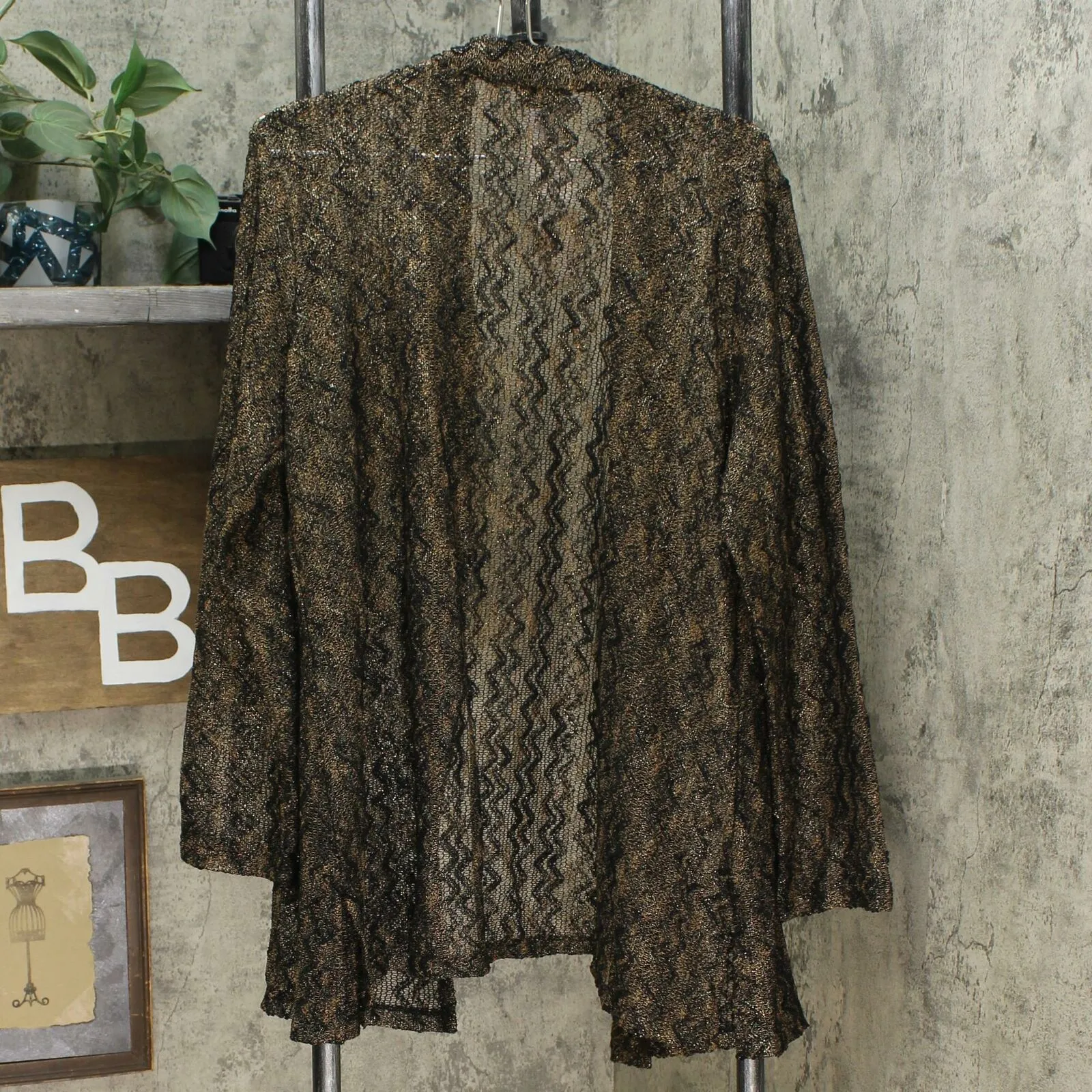 Susan Graver Women's Metallic Novelty Knit Cardigan With Tank Top Set