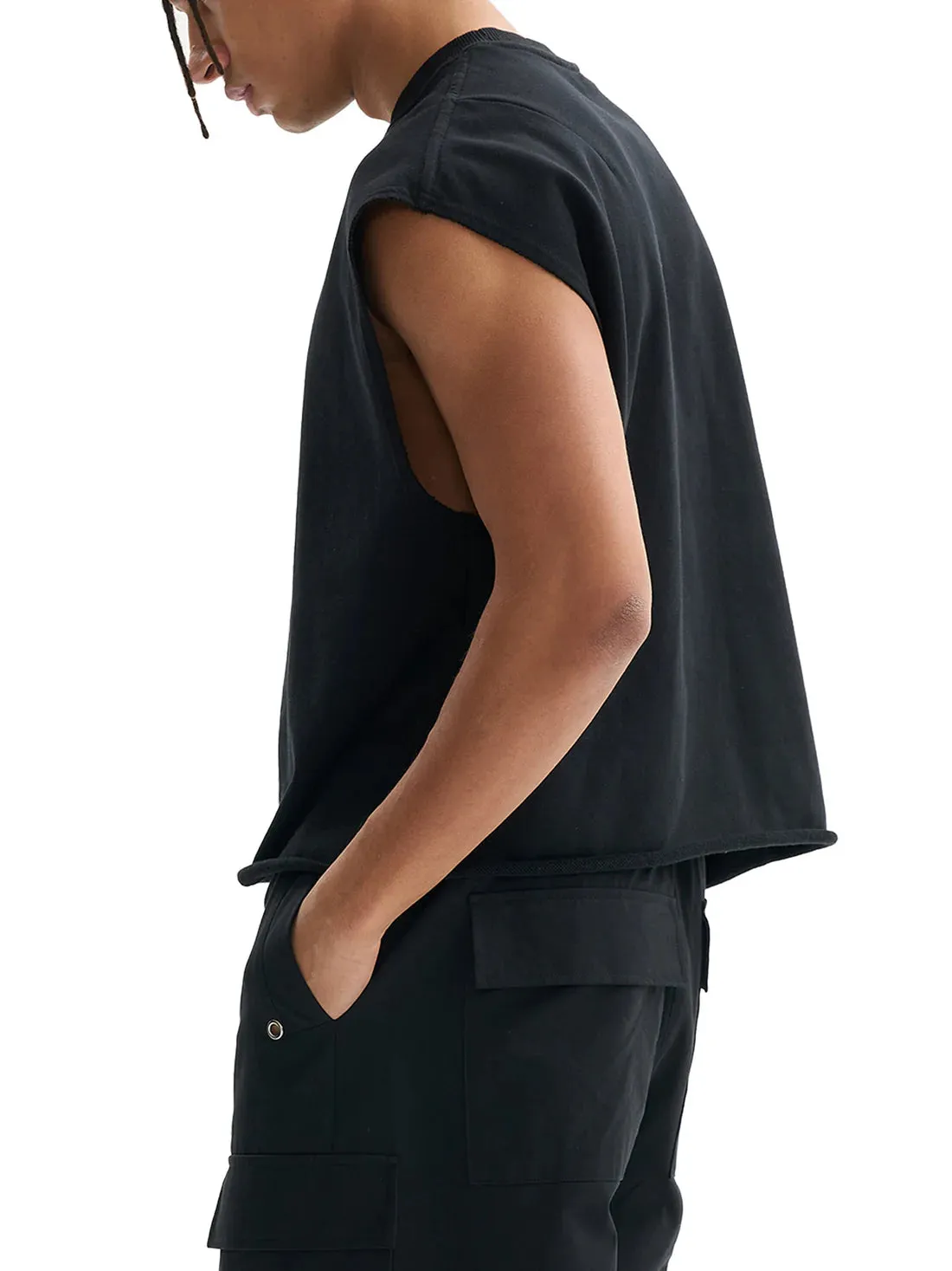 The Bear Brotherhood Graphic Gay Pride Vintage Style on Front of Black French Terry Boxy Tank Top