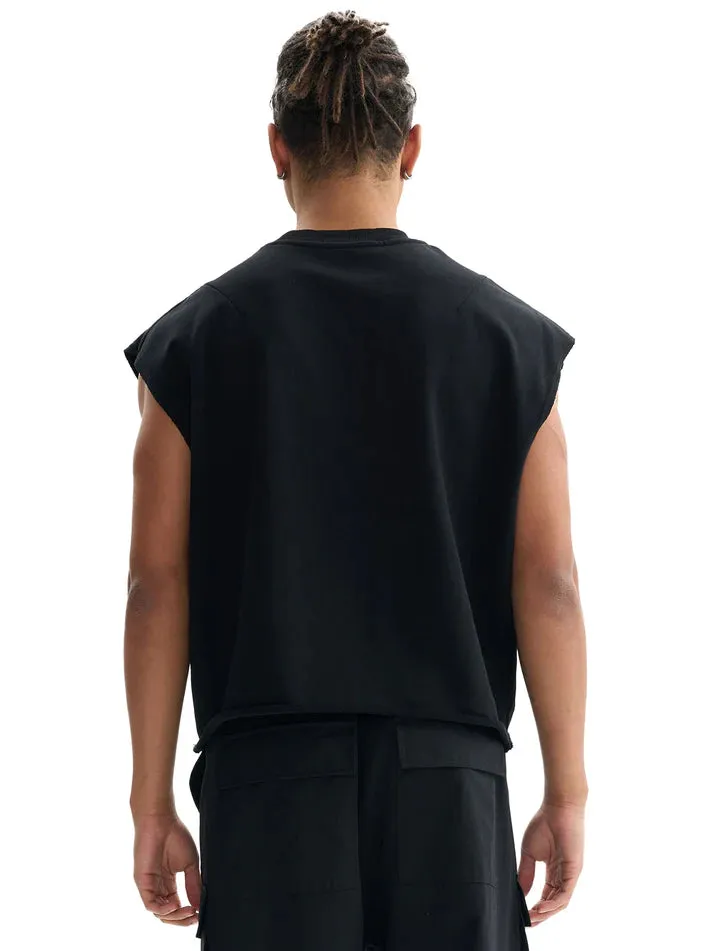 The Bear Brotherhood Graphic Gay Pride Vintage Style on Front of Black French Terry Boxy Tank Top