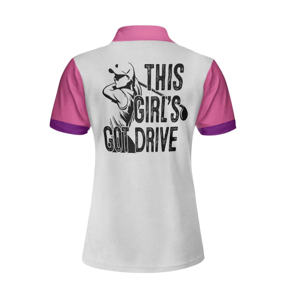 This Girl's Got Drive Women Short Sleeve Polo Shirt, Pink Leopard Golf Shirt For Female Golfers, Best Golf Gift Idea