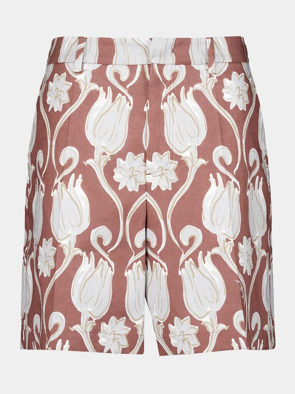 Tulip Graphic-Print Linen Shorts