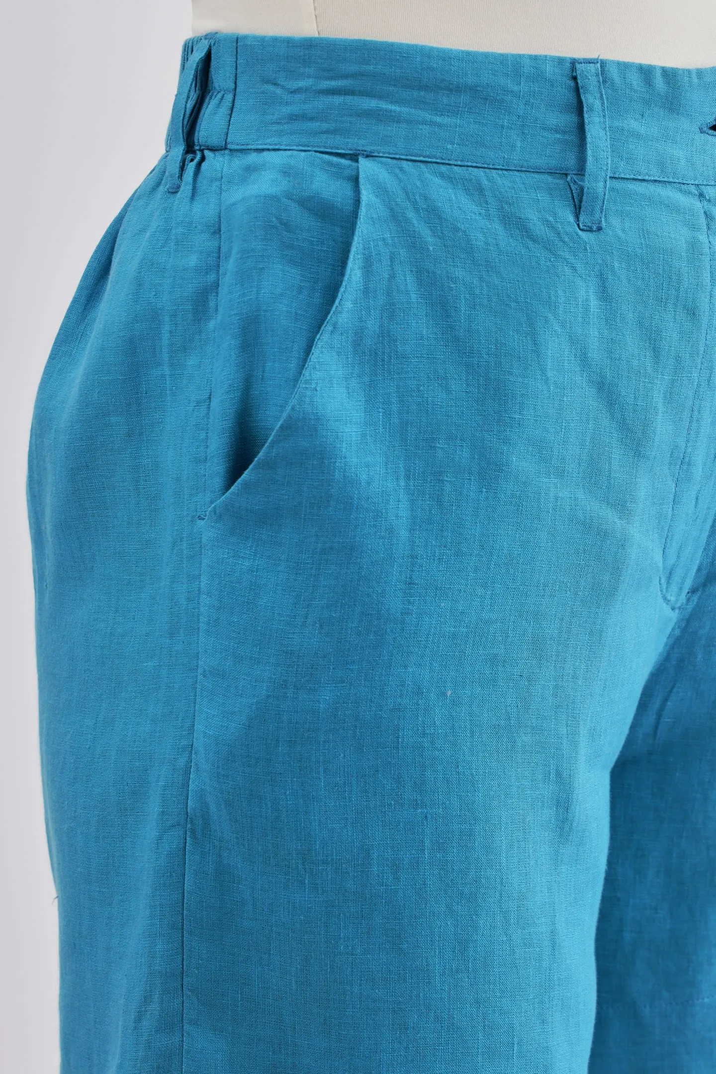Turquoise Linen Shorts
