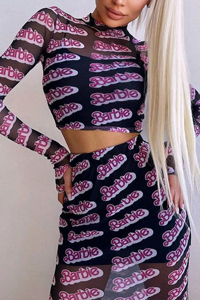 UH0132 Barbie Mesh Shirt and Skirt Set