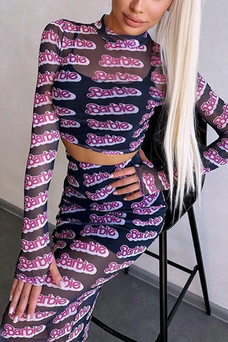 UH0132 Barbie Mesh Shirt and Skirt Set