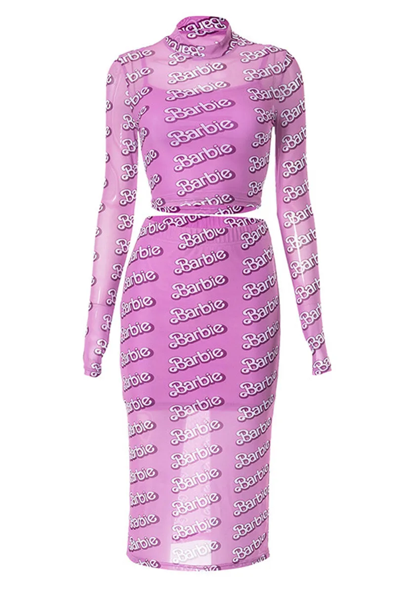 UH0132 Barbie Mesh Shirt and Skirt Set