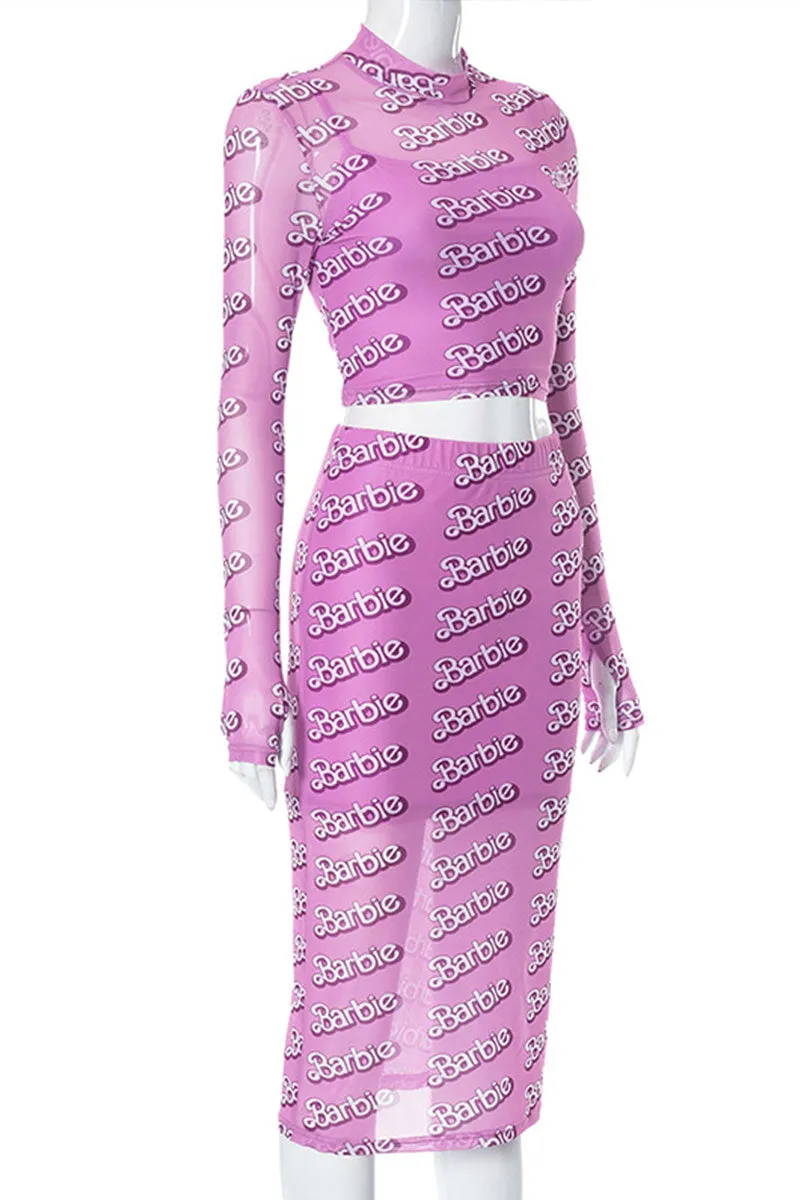 UH0132 Barbie Mesh Shirt and Skirt Set