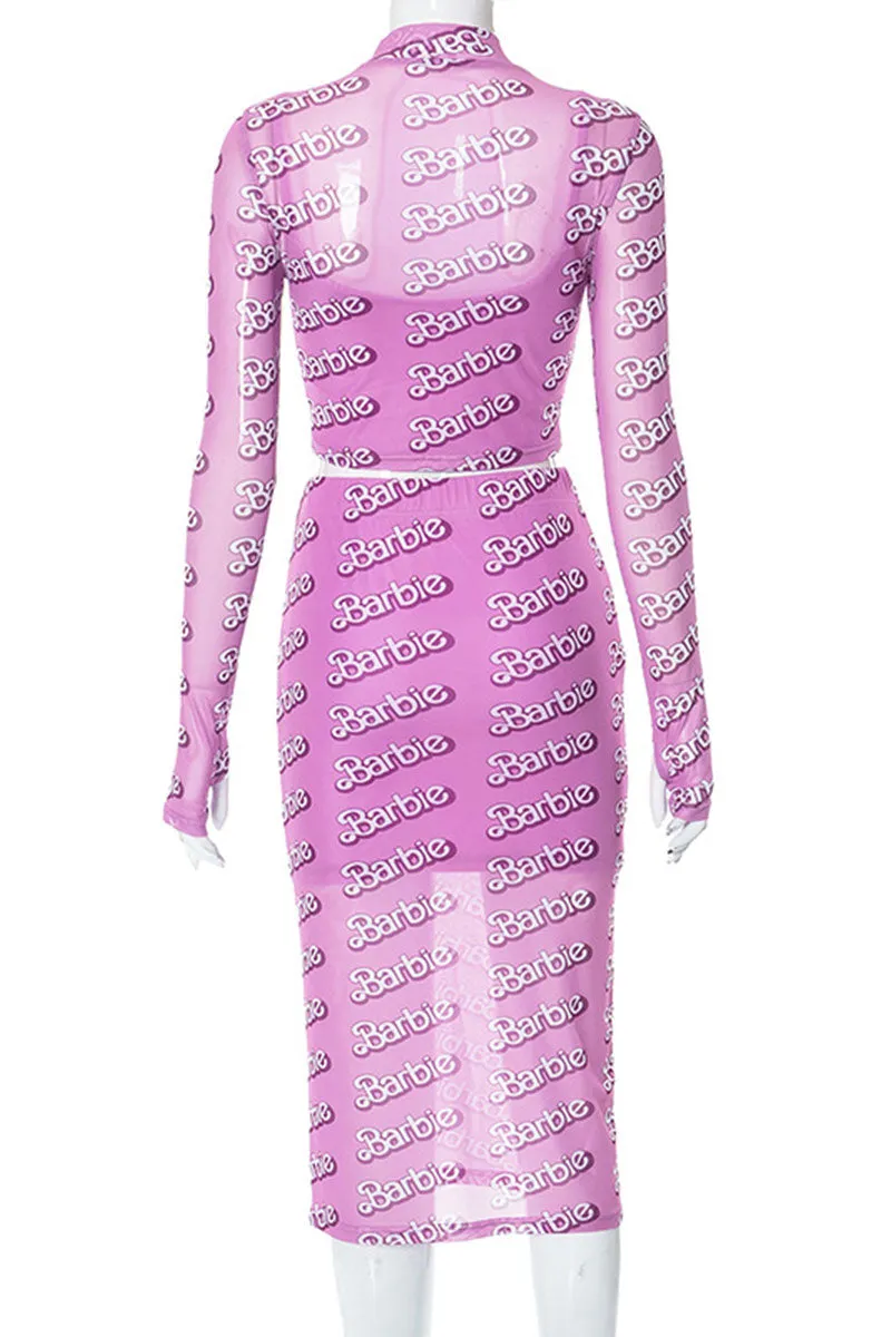 UH0132 Barbie Mesh Shirt and Skirt Set