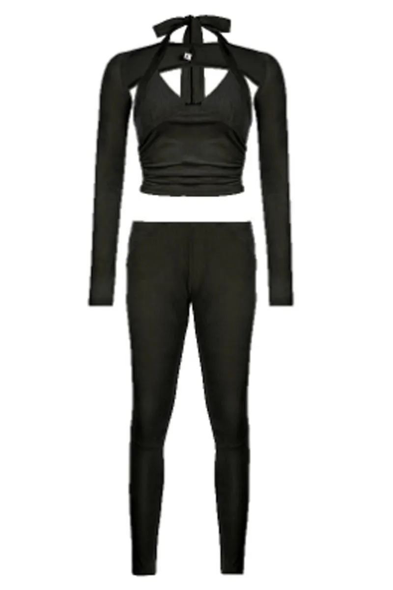 UI751 Rib Knit Top, Vest and Pants Set