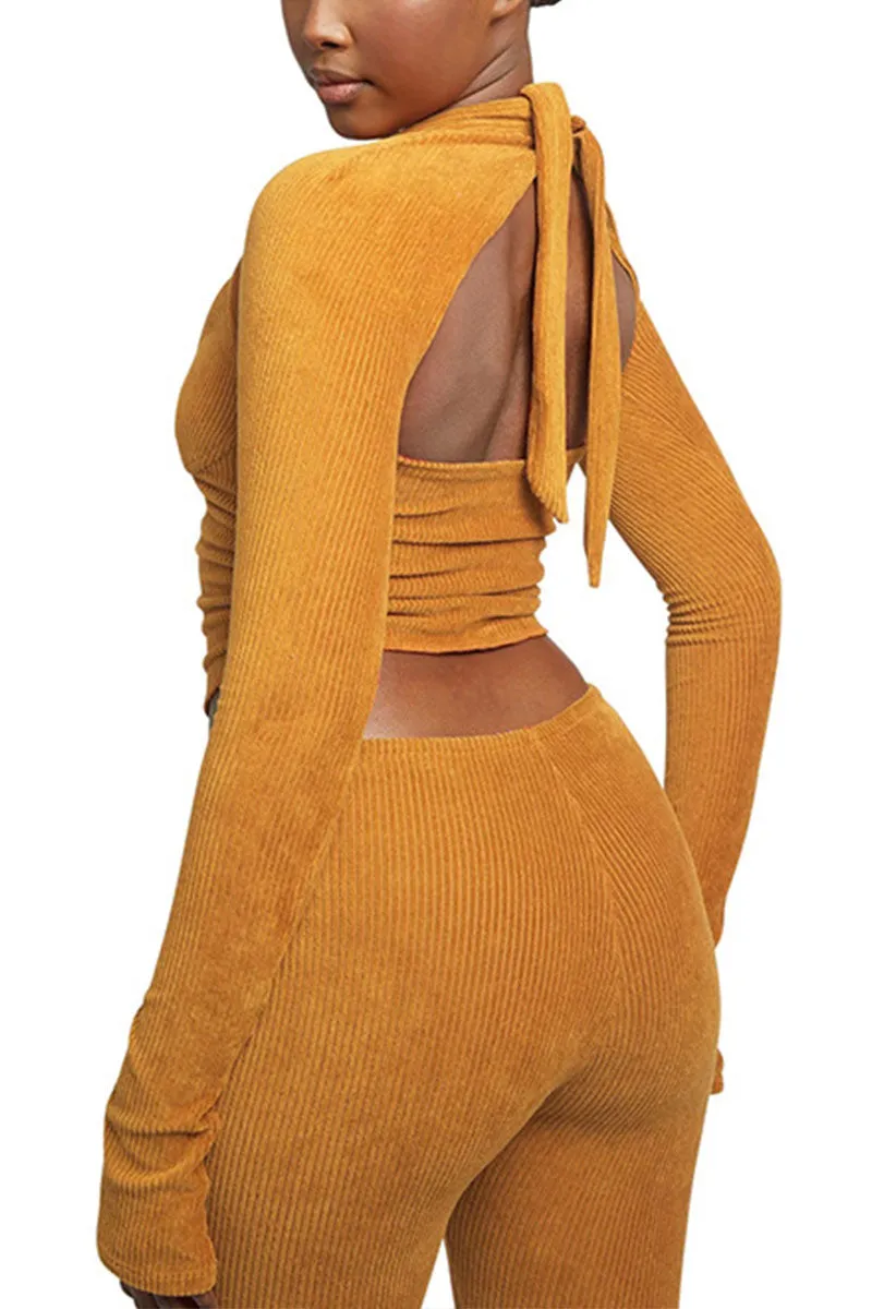 UI751 Rib Knit Top, Vest and Pants Set