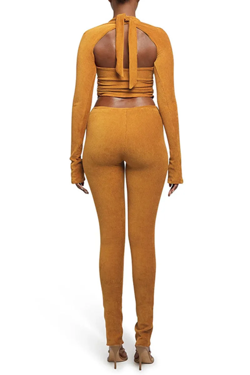 UI751 Rib Knit Top, Vest and Pants Set
