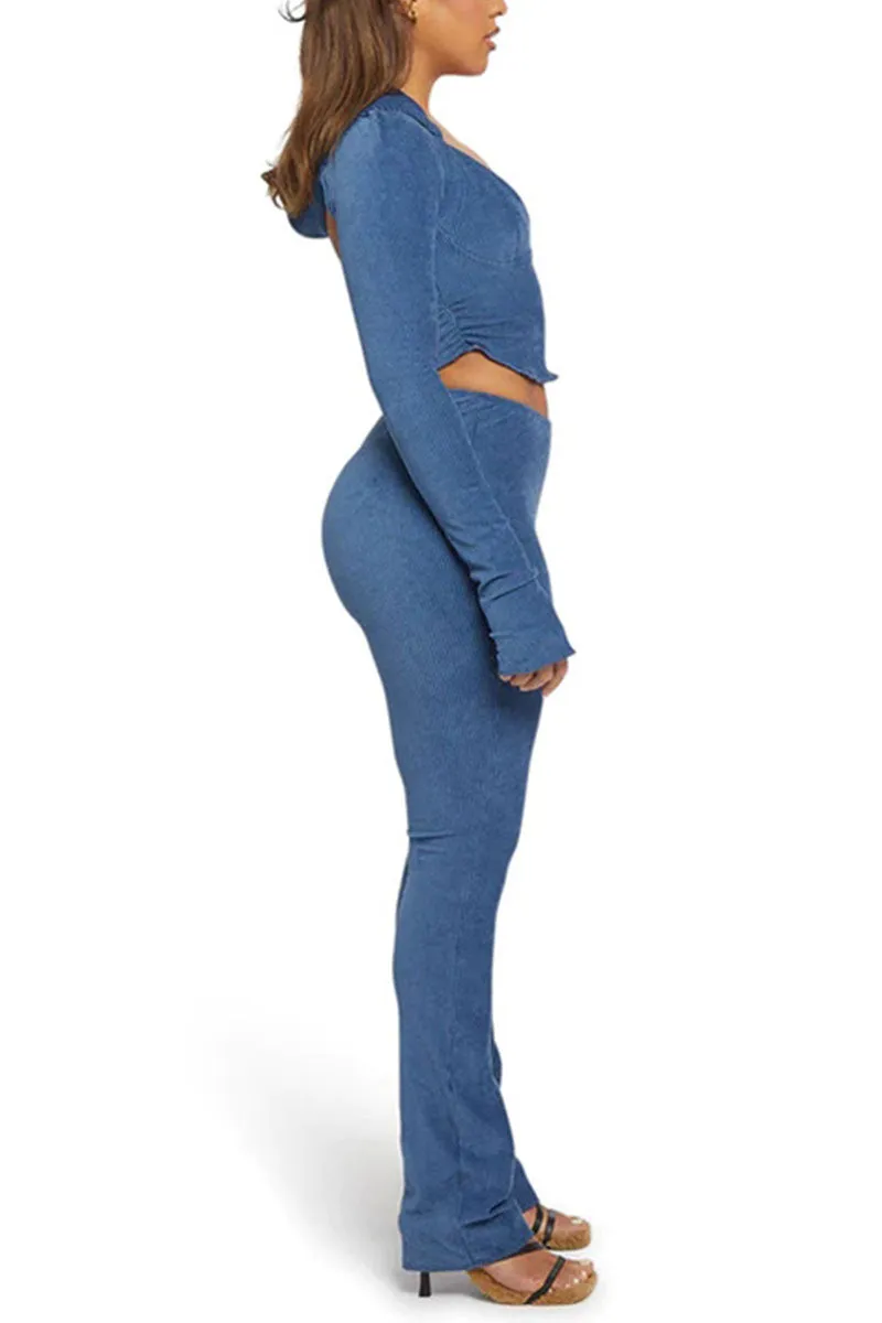 UI751 Rib Knit Top, Vest and Pants Set