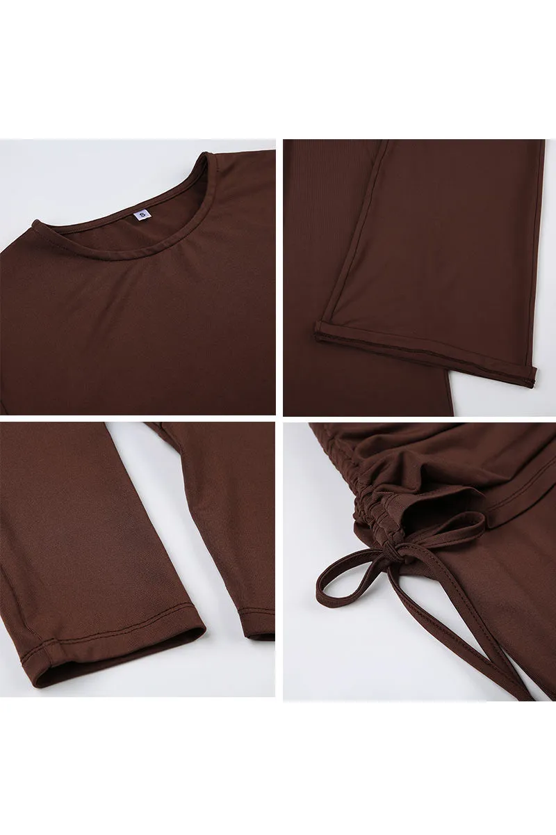 UJ703 Long Sleeve Crop top and Culottes Pants Set