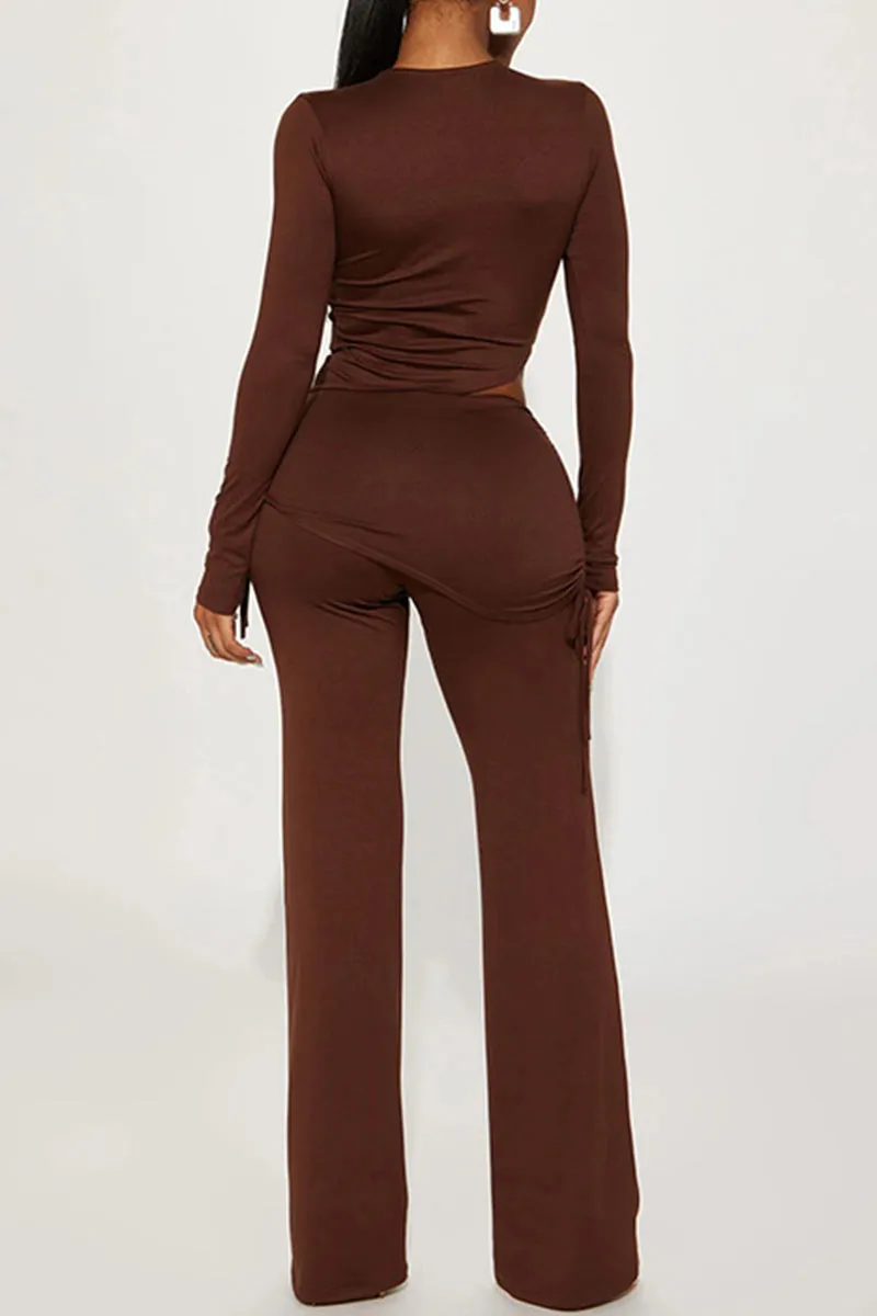 UJ703 Long Sleeve Crop top and Culottes Pants Set