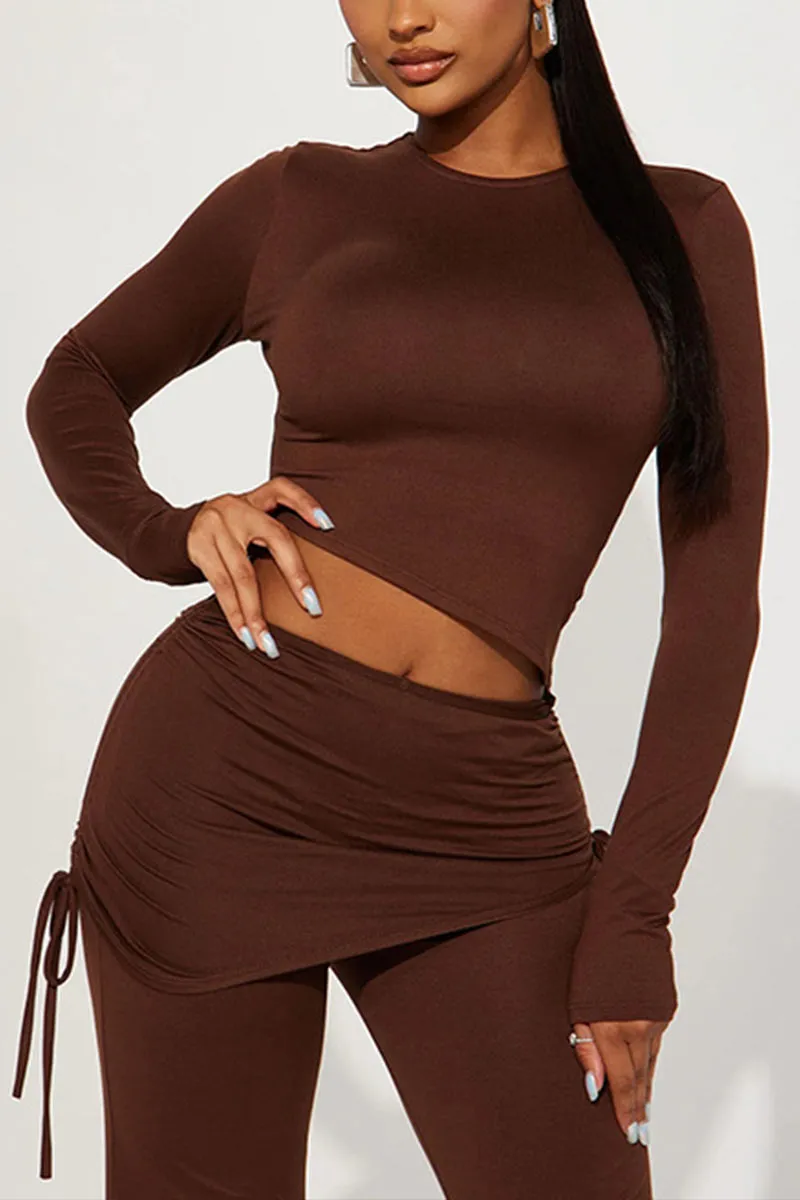 UJ703 Long Sleeve Crop top and Culottes Pants Set