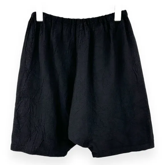 Uzi NYC Black Linen Pleat Shorts sz S