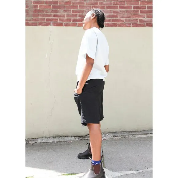 Uzi NYC Black Linen Pleat Shorts sz S