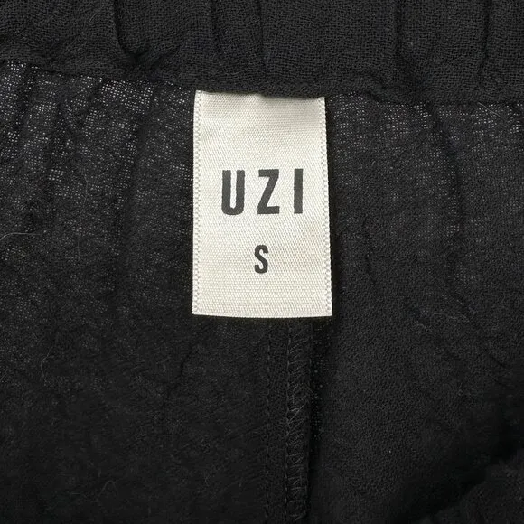 Uzi NYC Black Linen Pleat Shorts sz S