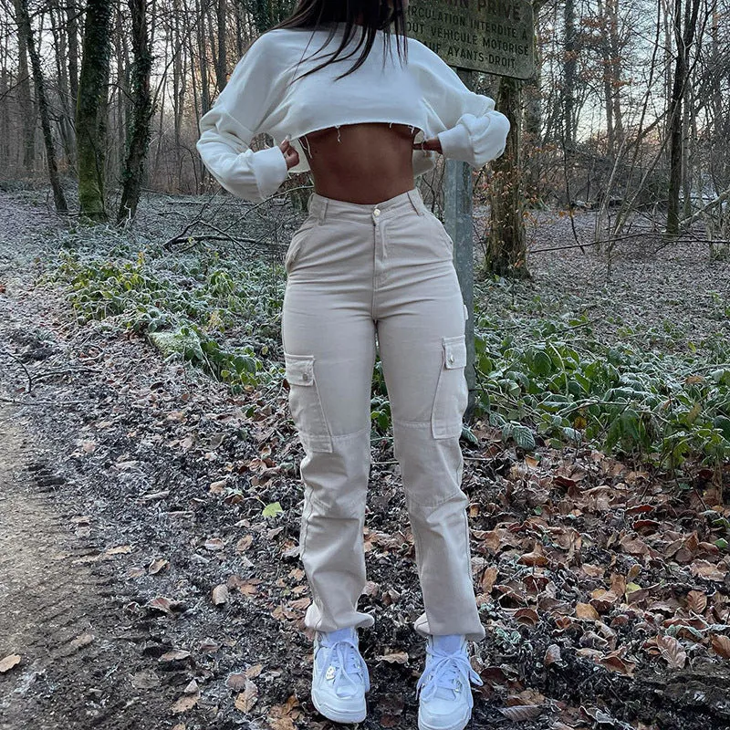 Washed White Denim Overalls Straight