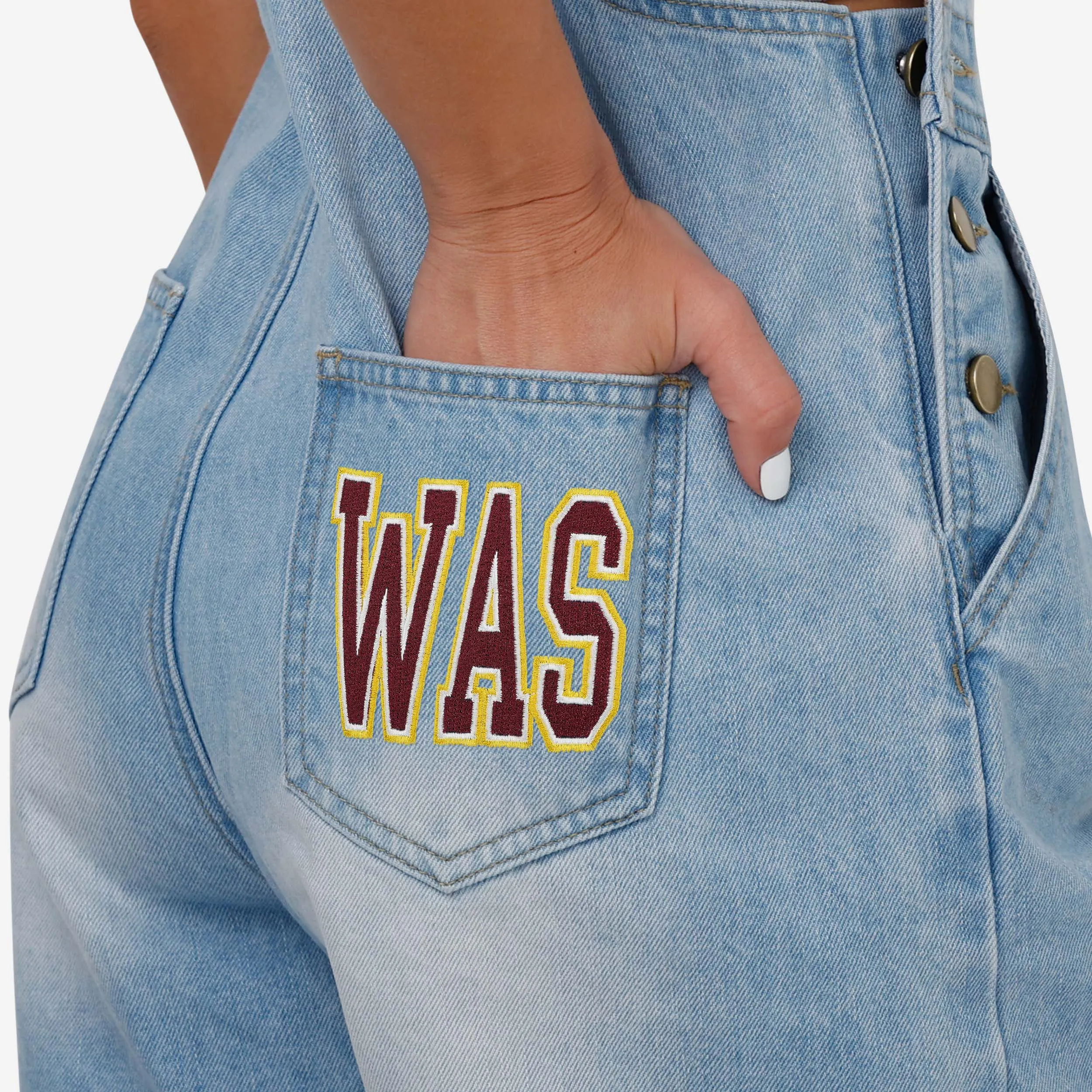 Washington Commanders Womens Big Logo Denim Bib Shortalls