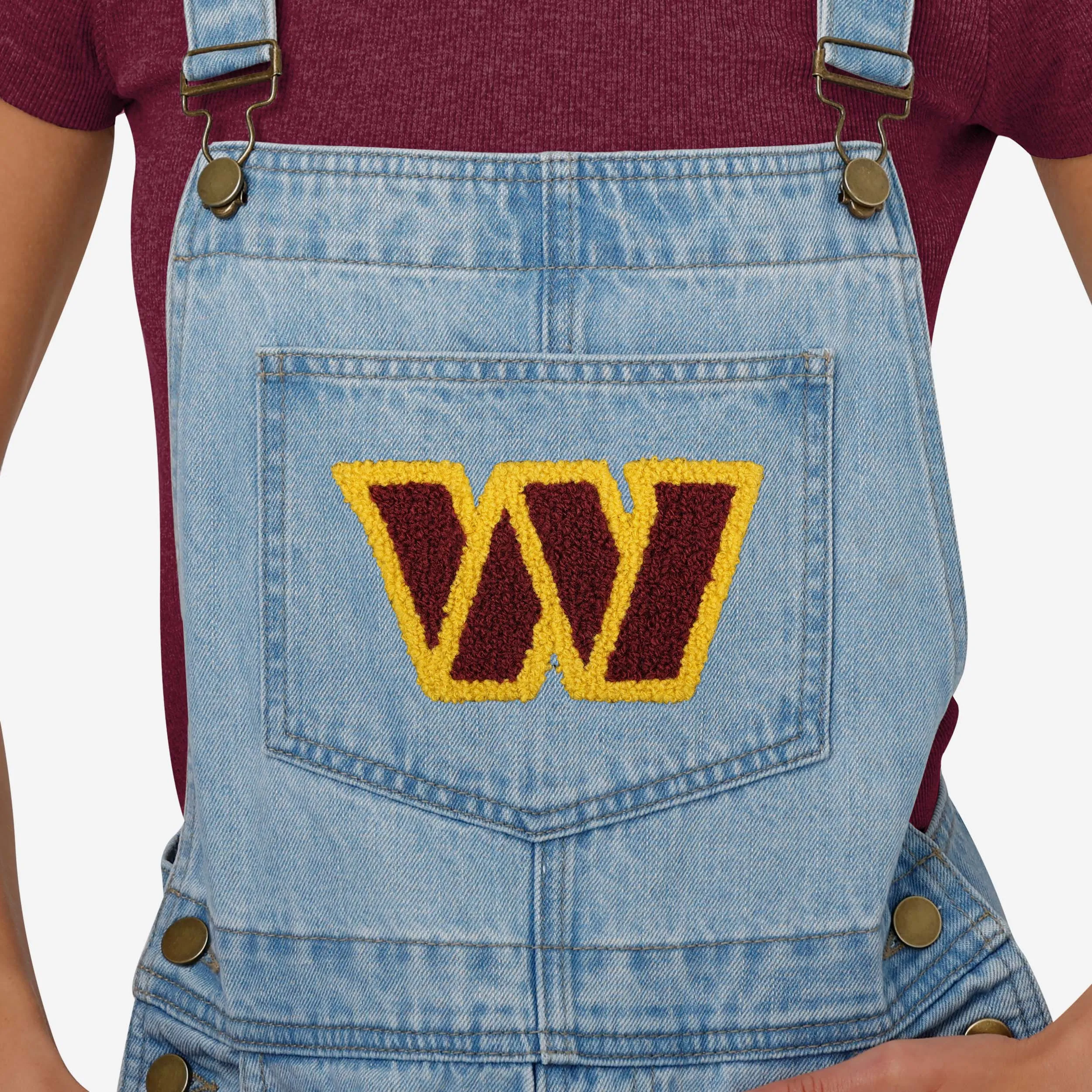 Washington Commanders Womens Big Logo Denim Bib Shortalls