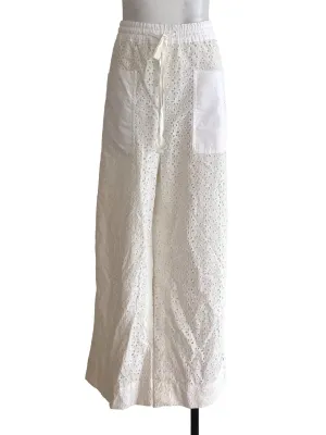 White Embroidered Pants