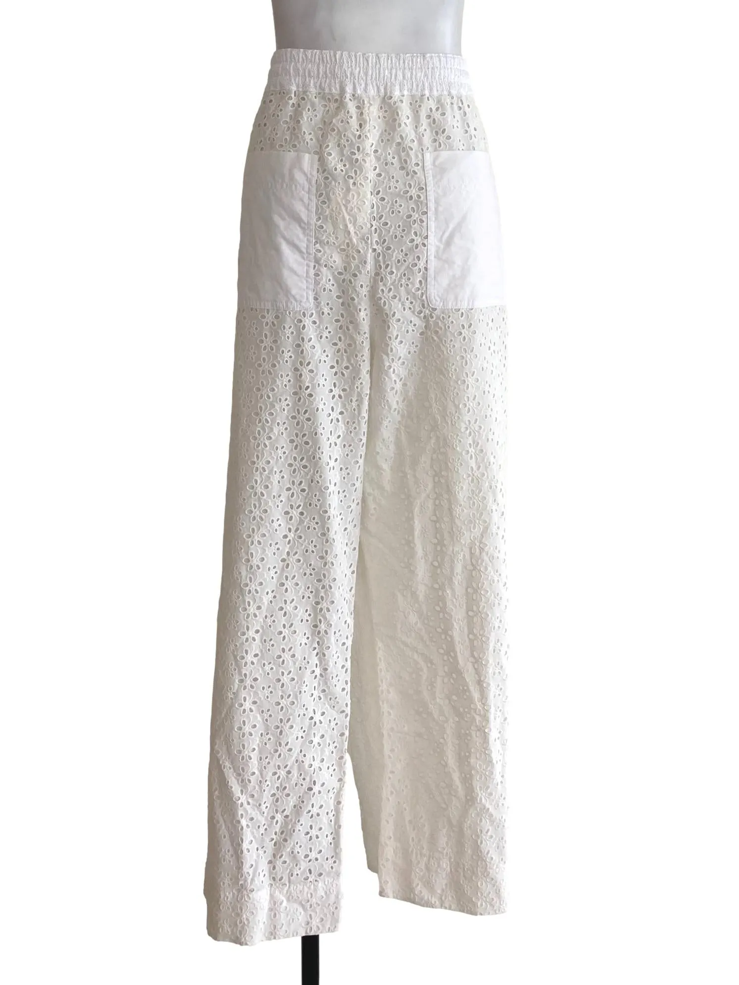 White Embroidered Pants