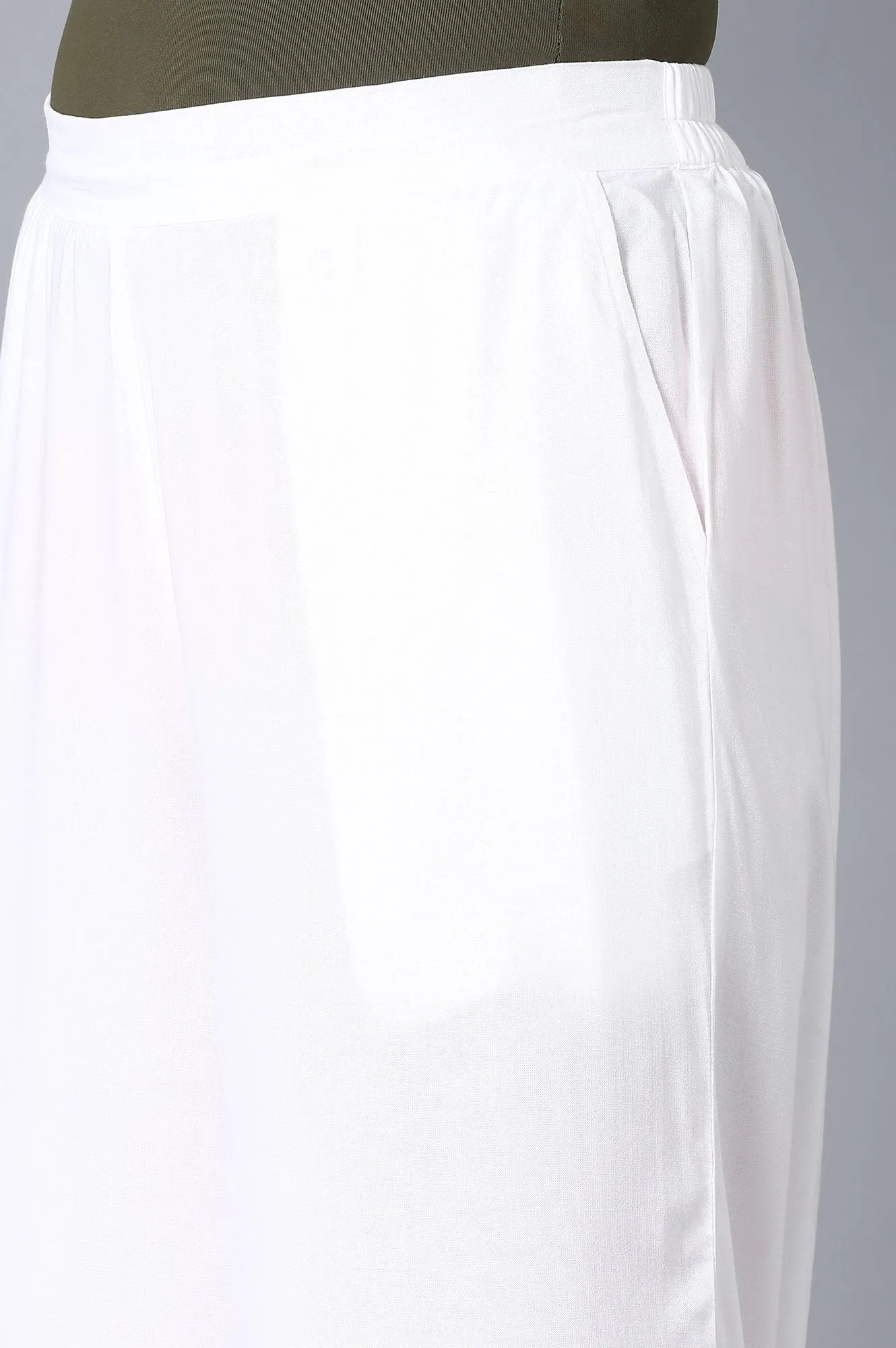 White Solid Straight Palazzo