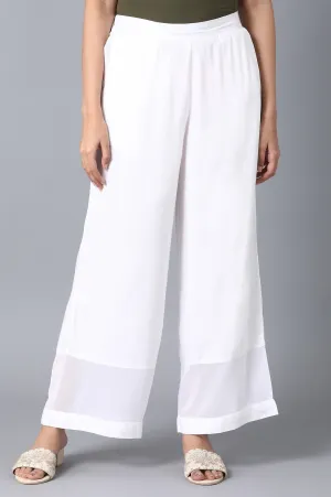 White Solid Straight Palazzo