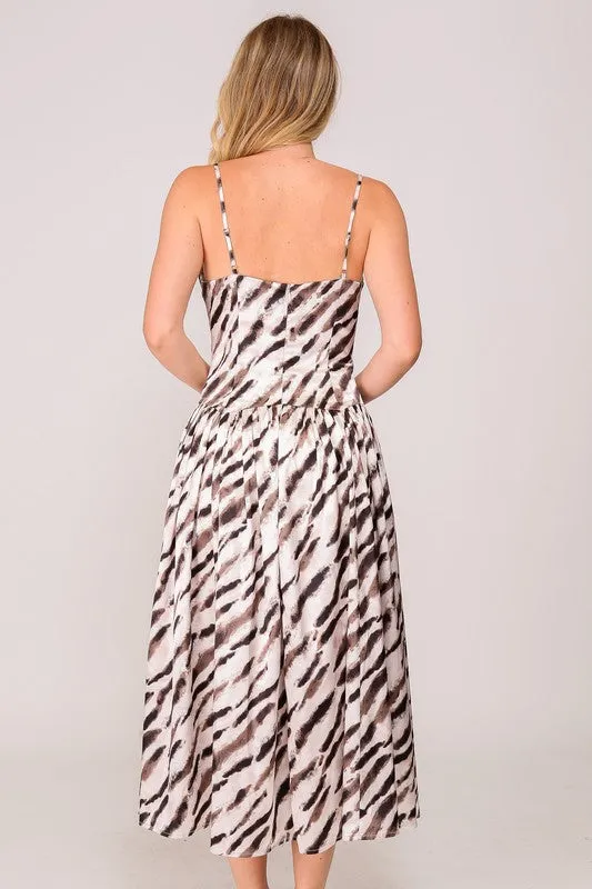 Wild Thing Satin Animal Print Midi Dress