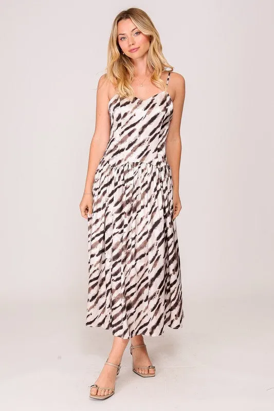 Wild Thing Satin Animal Print Midi Dress