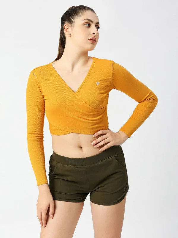 Women Mustard Solid Crop Top STUNNER TANK -03- MS