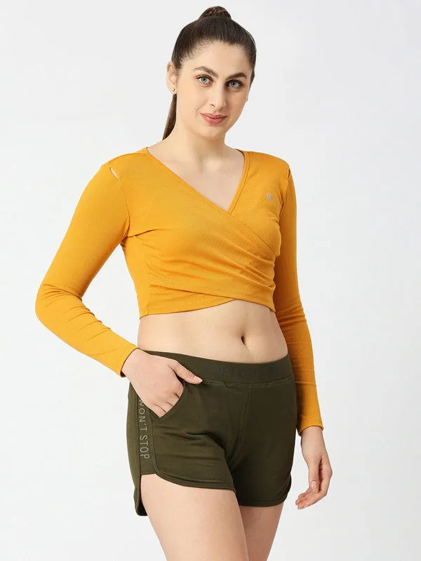 Women Mustard Solid Crop Top STUNNER TANK -03- MS