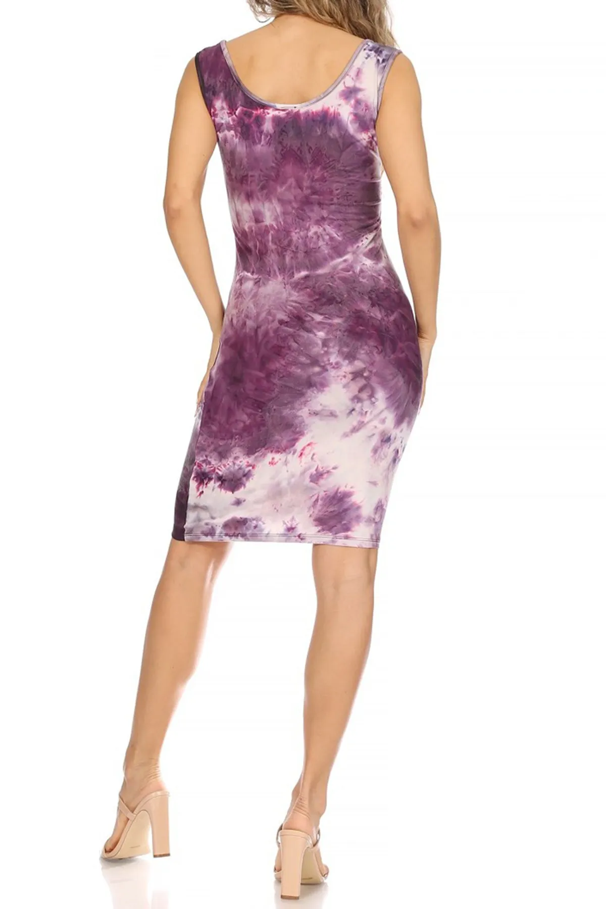 Women's Casual Print Fitted Bodycon Solid Scoop Neck Sleeveless Basic Cami Midi Dress