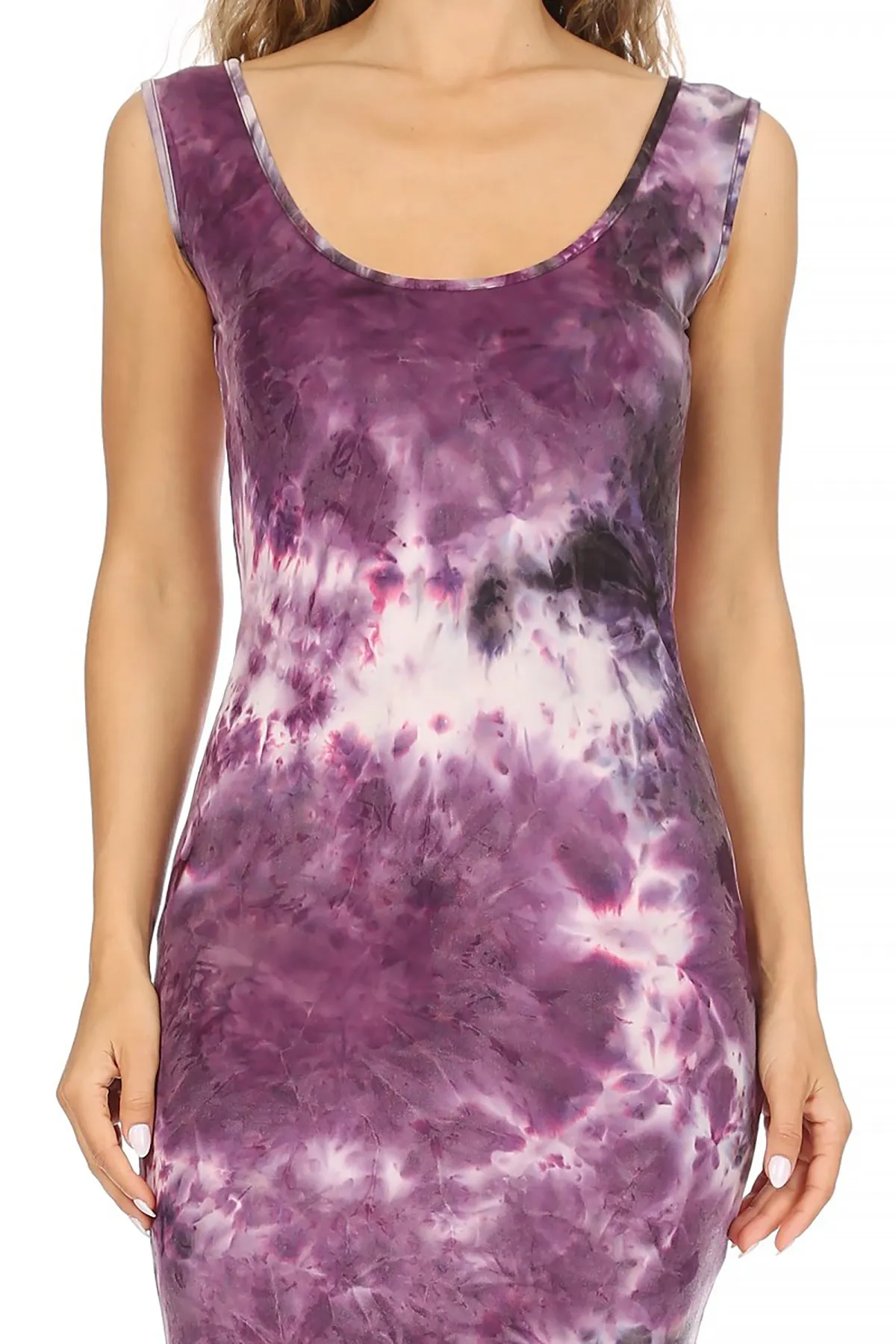 Women's Casual Print Fitted Bodycon Solid Scoop Neck Sleeveless Basic Cami Midi Dress