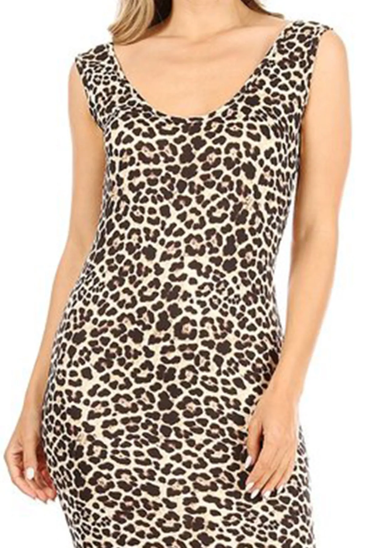 Women's Casual Print Fitted Bodycon Solid Scoop Neck Sleeveless Basic Cami Midi Dress