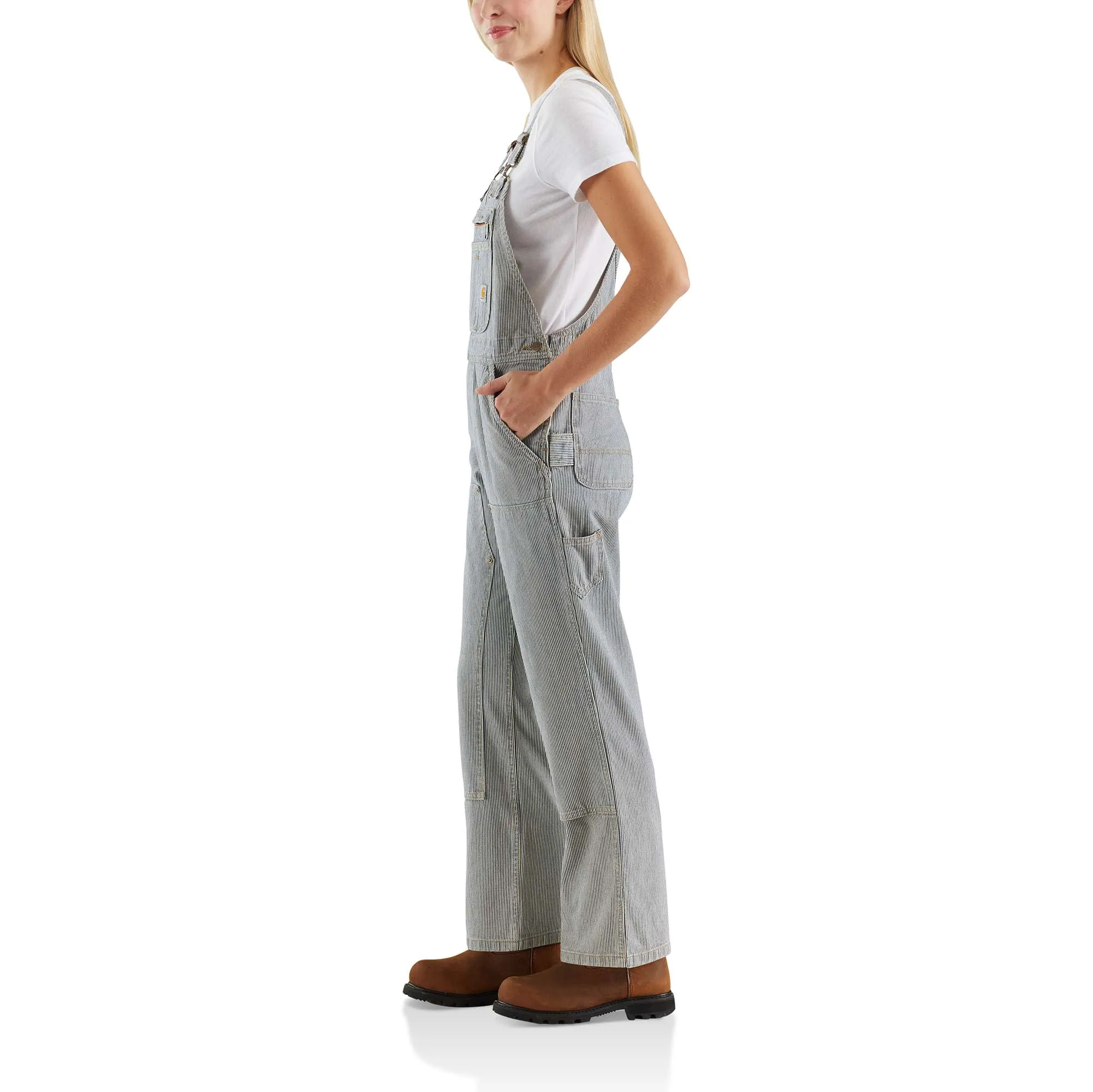 Women's Relaxed Fit Denim Railroad Stripe Bib Overall
