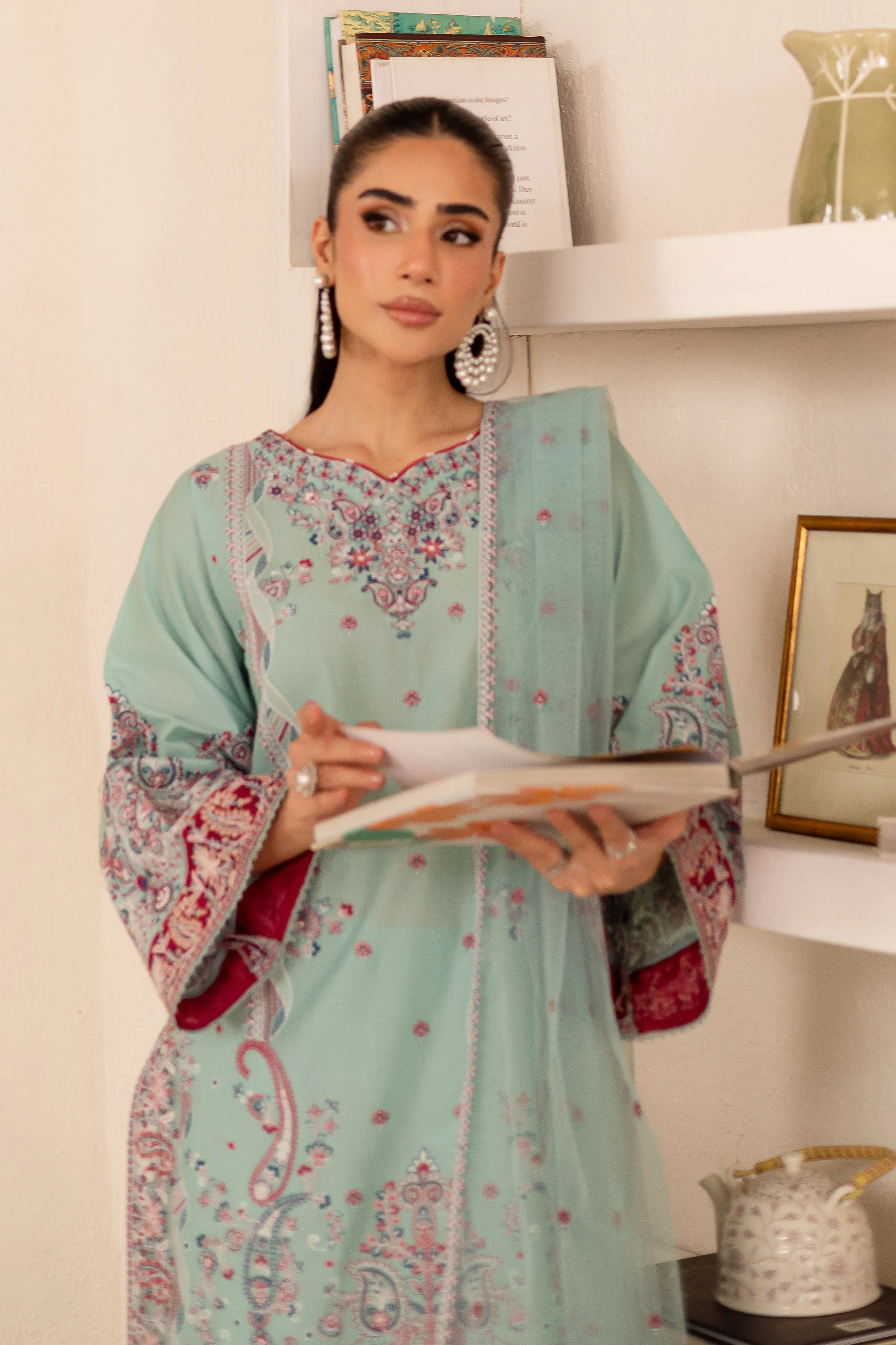 Zen 3Pc - Embroidered Solid Dress