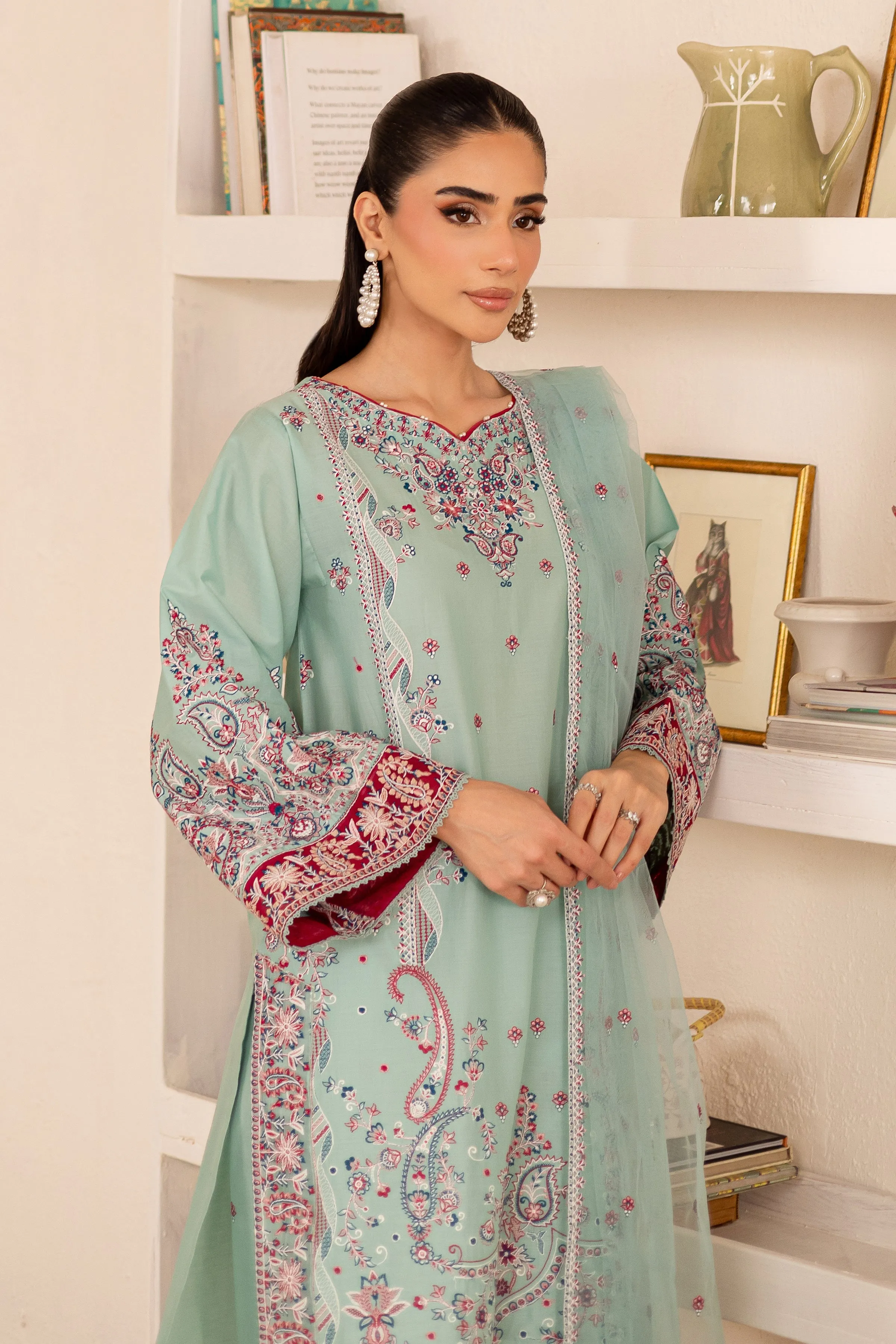 Zen 3Pc - Embroidered Solid Dress