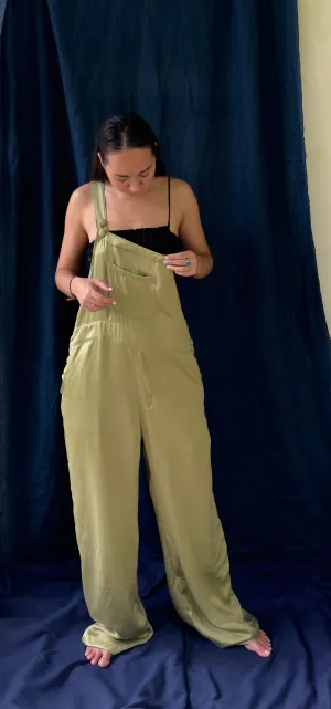 Zion Silk Overalls - Olive Green